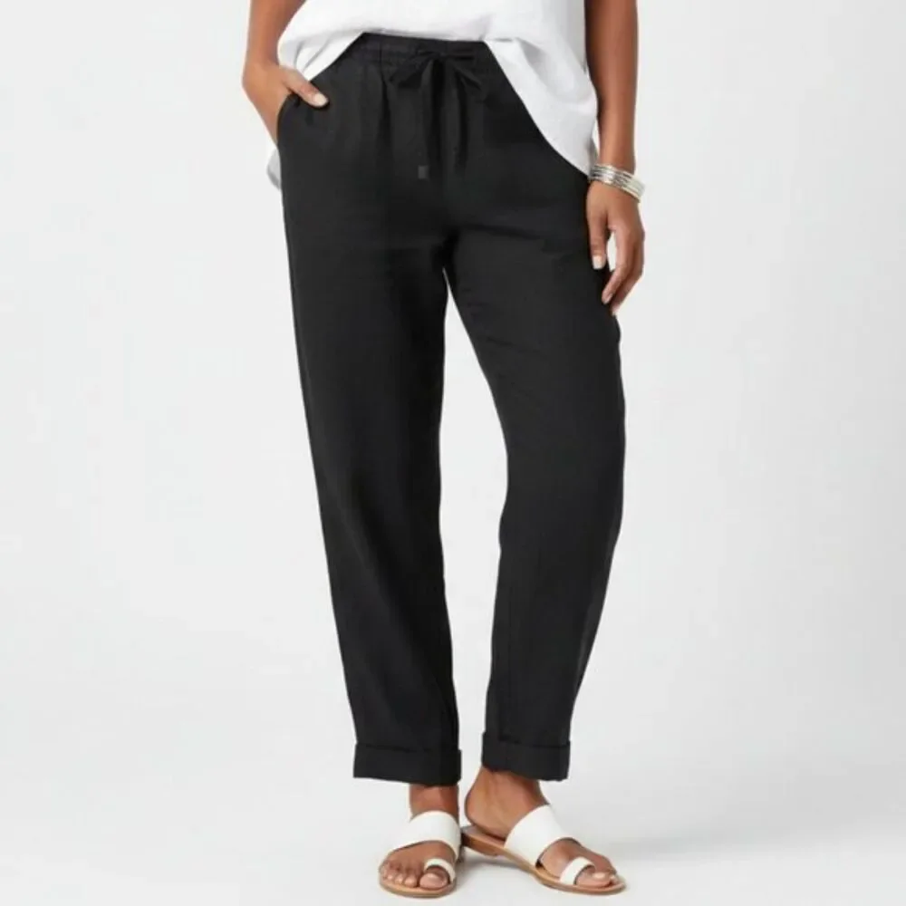 Banana Republic Linen Blend Black Casual Pants 6